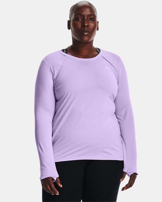 Under Armour ColdGear Long Sleeved Top UA Purple Ladies Running Crew Shirt S 